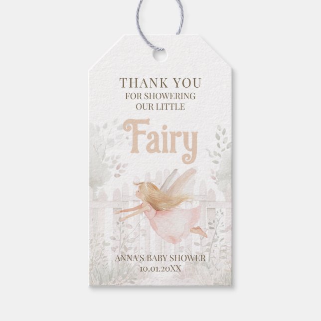 Blonde Fairy Baby Shower Tack Presentetikett (Framsidan)