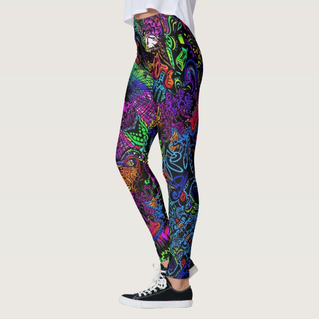 Blonde & Fattig - Patternativ - Vit Logotyp Leggings (Vänster)