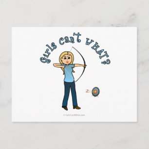 Blonde Female Archery in Blue Vykort