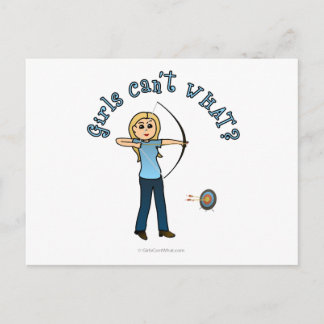 Blonde Female Archery in Blue Vykort