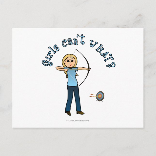 Blonde Female Archery in Blue Vykort (Framsida)