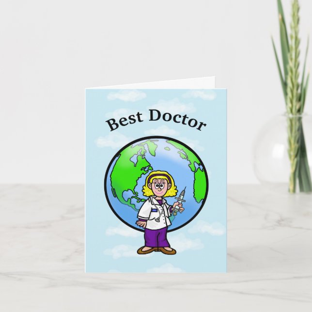 Blonde Female Doktor med hybridgratulationskort Kort (Framsida)