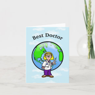 Blonde Female Doktor med hybridgratulationskort Kort