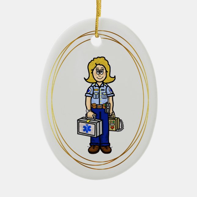 Blonde Female EMS Sjukvårdare Ornament (Framsidan)