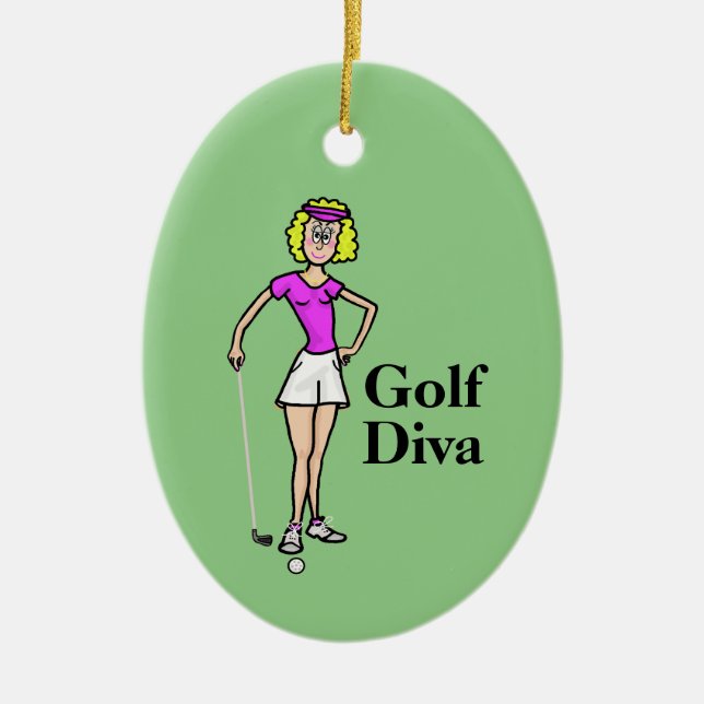 Blonde Female Golfer-julen Ornament (Framsidan)