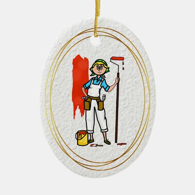 Blonde Female House Painter Ornament (Framsidan)