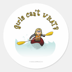 Blonde Female Kayaker Runt Klistermärke