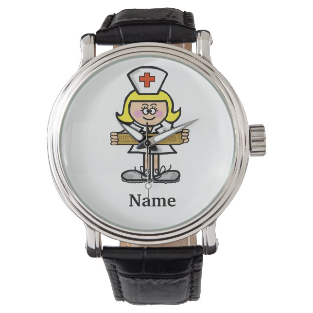 Blonde Female Nurse Watch Anpassa det! Armbandsur (Framsida)