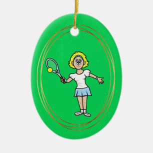 Blonde Female Tennis Player-julprydnad Julgransprydnad Keramik