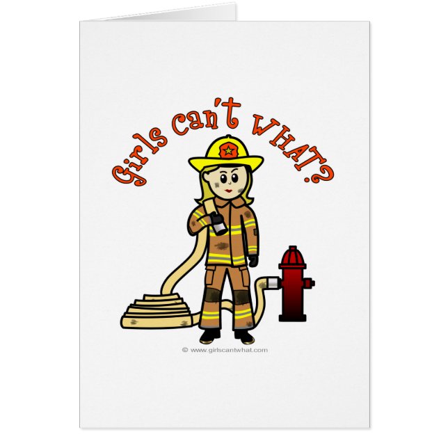 Blonde Firefighter Girl Hälsningskort (Framsidan)