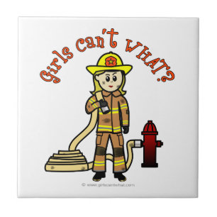 Blonde Firefighter Girl Kakelplatta