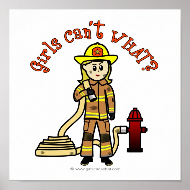 Blonde Firefighter Girl Poster (Framsidan)