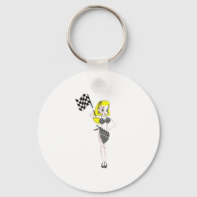 Blonde Flagga Girl Nyckelring (Framsida)