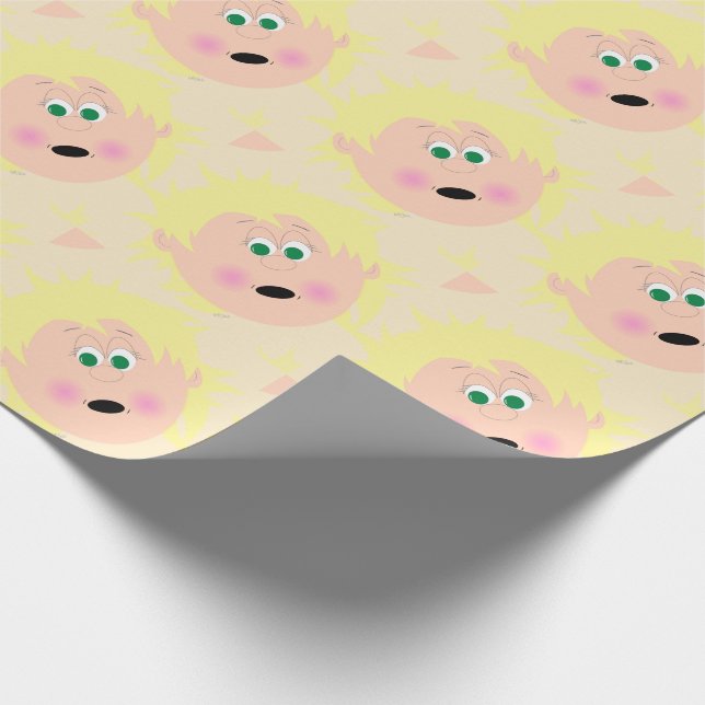 Blonde Flicka Ansikte Animerad Kapskids Presentpapper (Hörn)