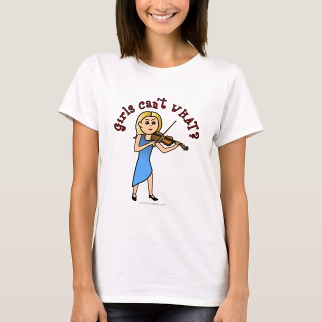 Blonde flicka spelar fiolin t shirt (Framsida)