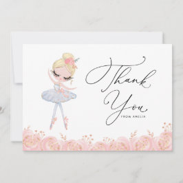 Blonde Girl Ballerina in White Dress Birthday Tack Kort