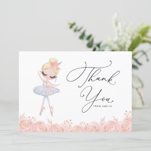 Blonde Girl Ballerina in White Dress Birthday Tack Kort