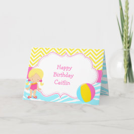 Blonde Girl Bassäng Party Bash Party Kort