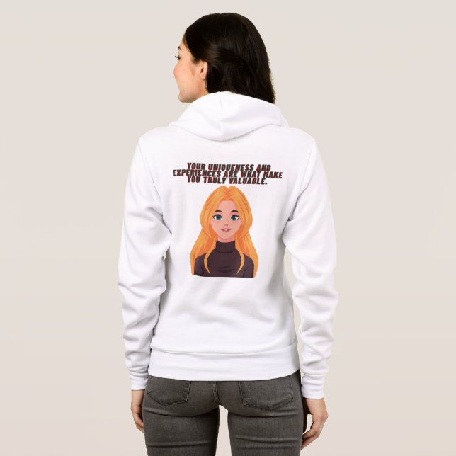 Blonde Girl Confidence Graphic Hoodie T Shirt (Hel baksida)