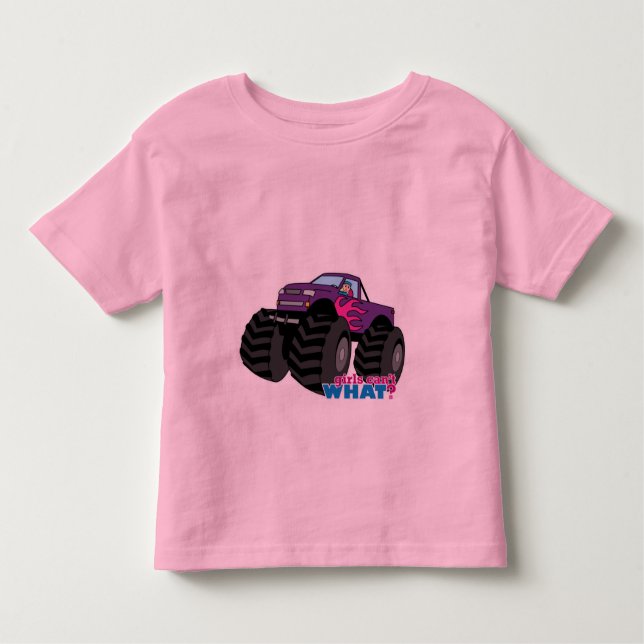 Blonde Girl Driving Lila Monster Lastbil Tee (Framsida)