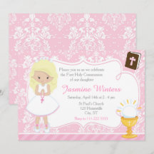 Blonde Girl First Communion Damask