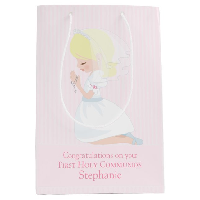 Blonde Girl First Communion Gift Bag (Framsidan)