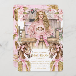 Blonde Girl Horse Birthday Invitation Inbjudningar