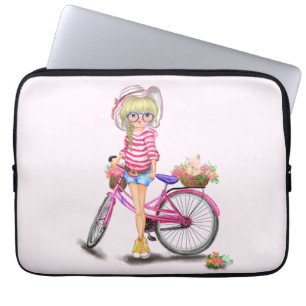 Blonde Girl med Rosa Bike Laptop sleeve Gift