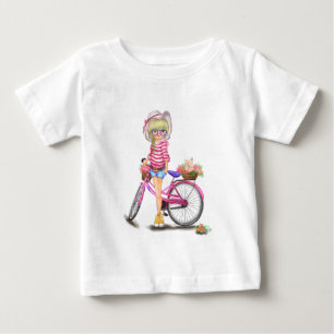 Blonde Girl och Rosa Bike Baby T-Shirt