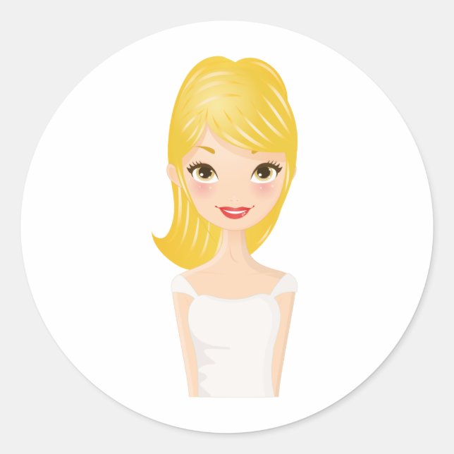 Blonde Girl Runt Klistermärke (Framsida)