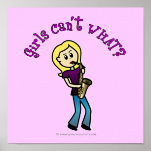 Blonde Girl spelar saxofon Poster