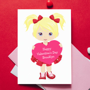 Blonde Girl Valentine Day Kort