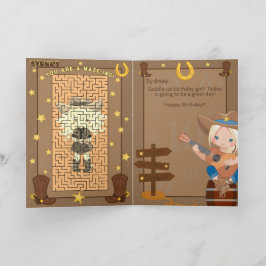 Blonde Girls A-Maze-ing Cowgirl Birthday Card Kort