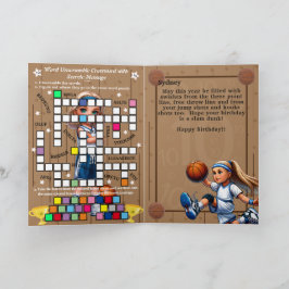 Blonde Girls Basketball Secret-meddelande födelsed Kort