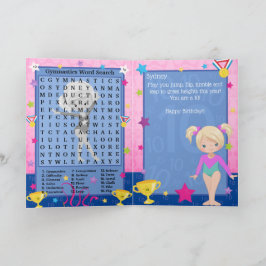 Blonde Girls Gymnastics Ord Search Grattis på föde Kort