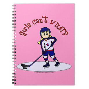 Blonde Girls Hockey Player Anteckningsbok Med Spiral