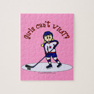 Blonde Girls Hockey Player Pussel