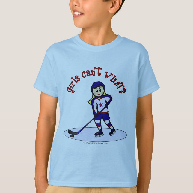 Blonde Girls Hockey Player T-shirt (Framsida)