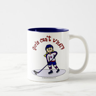 Blonde Girls Hockey Player Två-Tonad Mugg