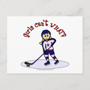 Blonde Girls Hockey Player Vykort