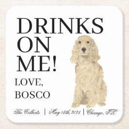 Blonde Golden Cocker Spanska Hund Bröllop Underlägg Papper Kvadrat