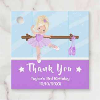 Blonde Hair Ballerina Lila Birthday Tack Fa Gåvor Etiketter