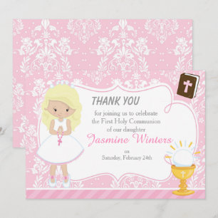 Blonde Hair Girl First Communion Tack Kort