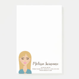 Blonde Hair Girl with Makeup Anpassningsbar Makeup Post-it Block