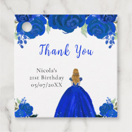 Blonde Hair Princess Blue Floral Birthday Party Gåvor Etiketter