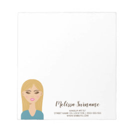 Blonde Hair Woman Personlig Namn Makeup Artist Anteckningsblock