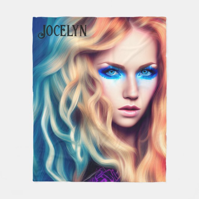 Blonde Hairde Blue Eyed Bombshell Fleecefilt (Framsidan)