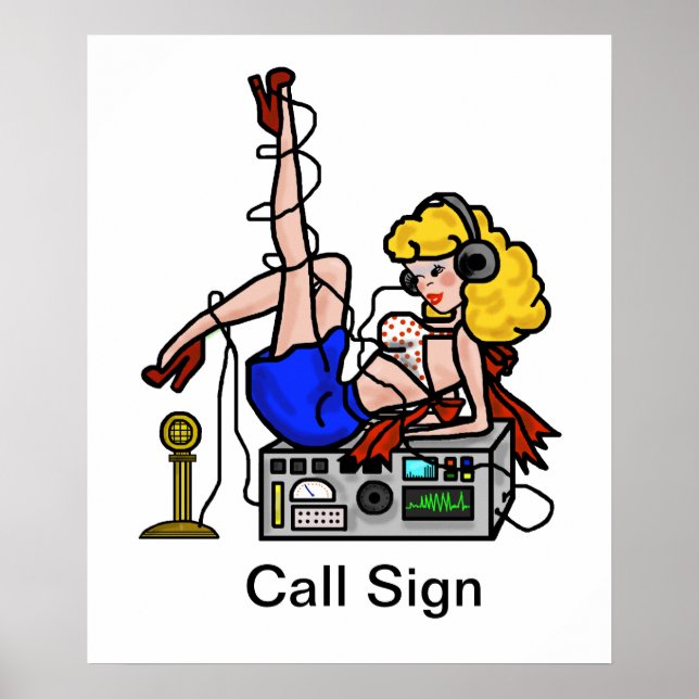 Blonde Ham Radio Pin-up Girl Poster att anpassa de (Framsidan)