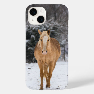 Blonde Horse Walk i Snö iphone case