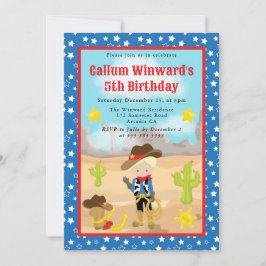 Blonde Hved Cowboy Westernare Barns födelsedag Inbjudningar